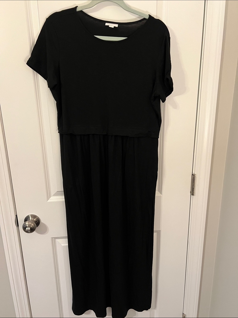 J. Jill Black Short-Sleeve Layered Maxi Dress